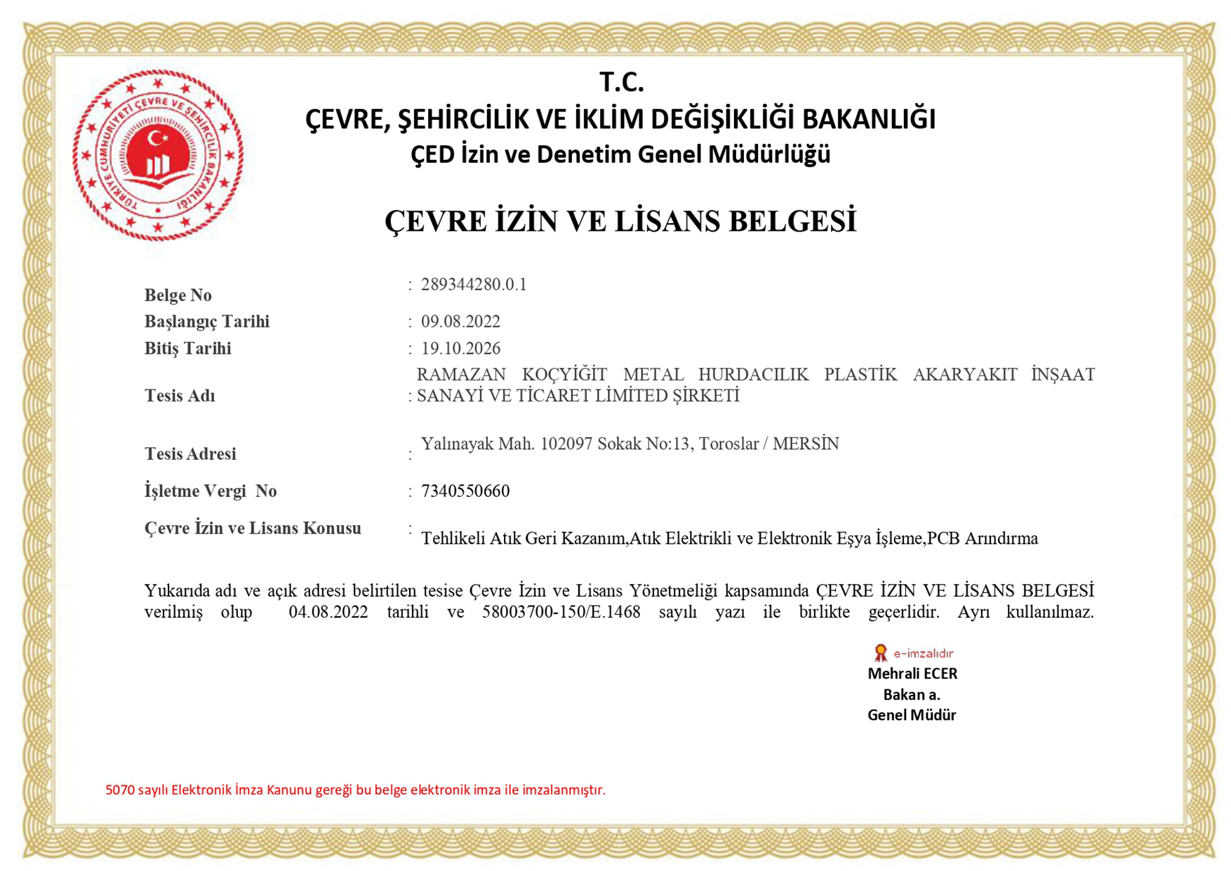 Tehlikeli Atık Bertaraf